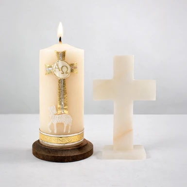 Cirio del Cordero con Cruz Blanca de Ónix 26410