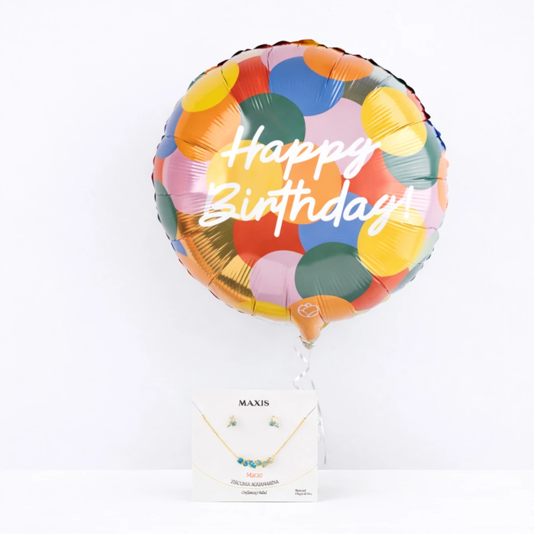 Cumpleaños Colorido con Set Piedra del Mes y Globo "Happy Birthday" 26423