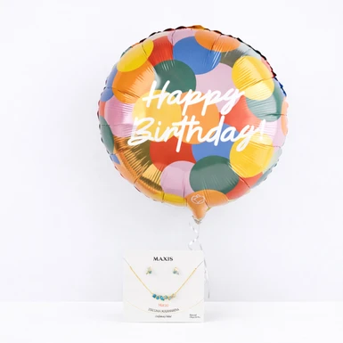 Cumpleaños Colorido con Set Piedra del Mes y Globo "Happy Birthday" 26423