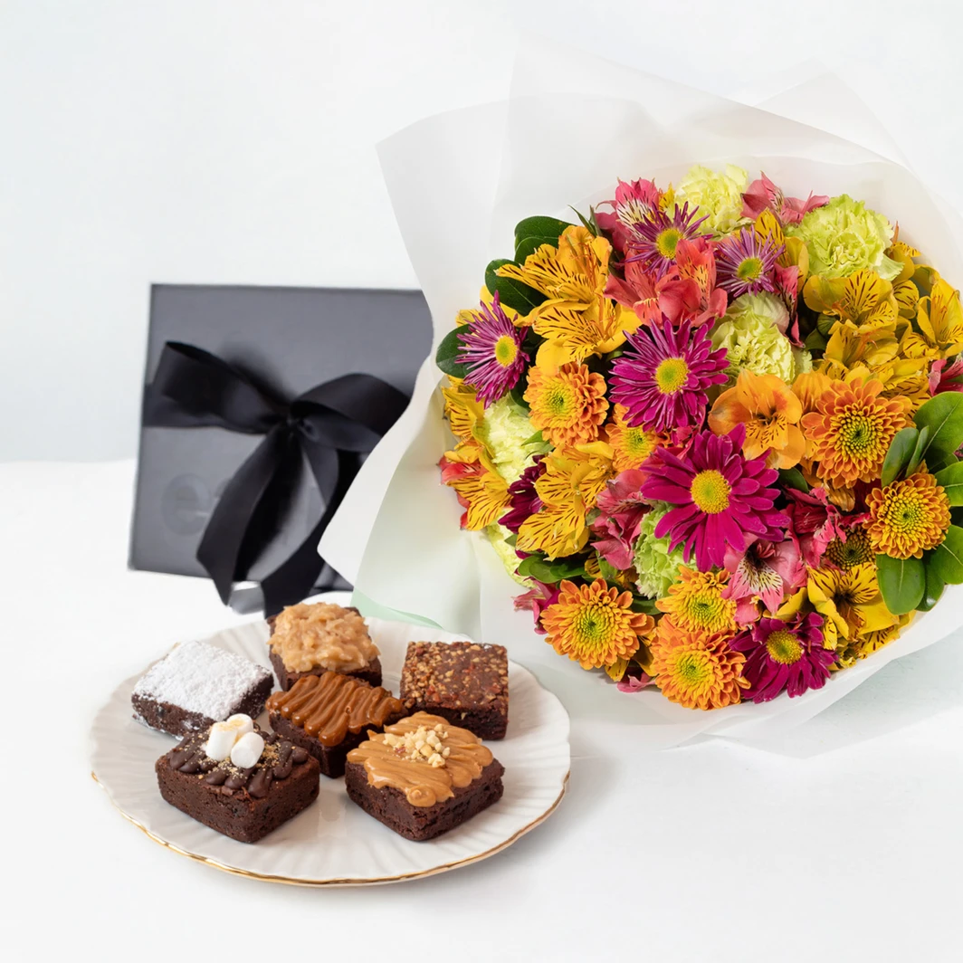 Ramo con Margaritas y Claveles con Brownies Eat Me 26466