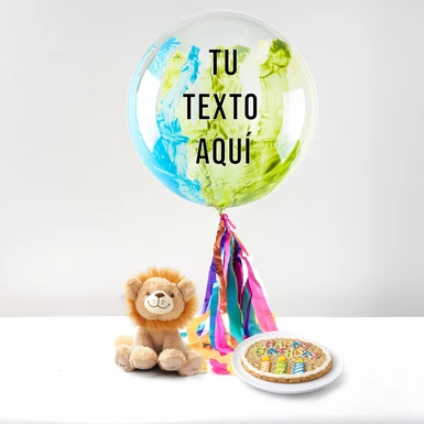 Globo Burbuja “Cool Mix” con León el Peluche y Galleta “Happy Birthday” La Divinata 26500