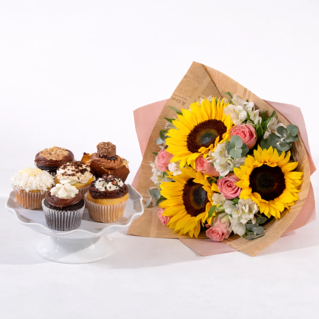 Magnolias Assorted Buns with Sunflowers and Roses Bouquet 26515