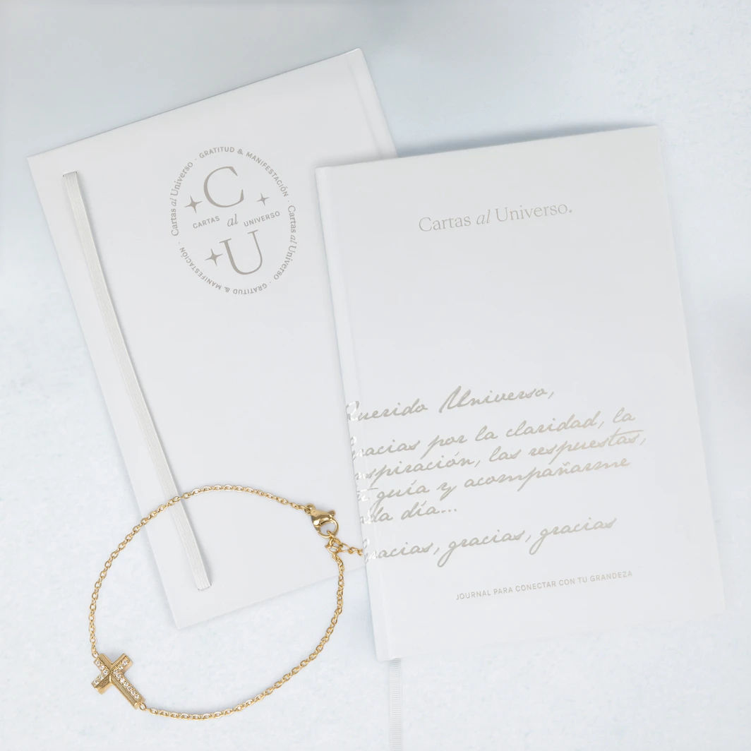 Pulsera con Cruz de Zirconia y Journal para Conectar con tu Grandeza 26542