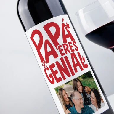 Personaliza Vino Tinto con Etiqueta "Papá Eres Genial" 26602-P