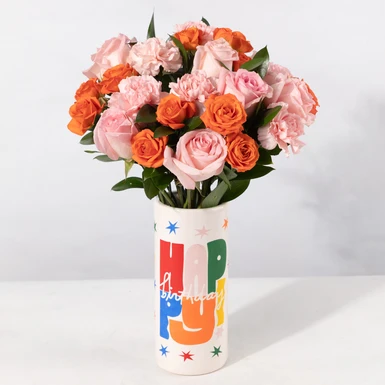 Arreglo de Rosas combinadas con Clavel Rosa Claro 26637