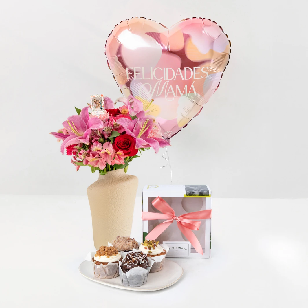 Stargazers con Foto Personalizada, Muffins y Globo para Mamá 26661