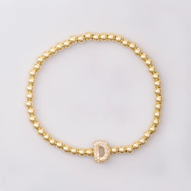 Pulsera Dorada Con Inicial D Mini Bubble Zirconia Lorenza 26846