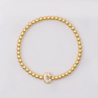 Pulsera Dorada Con Inicial C Mini Bubble Zirconia Lorenza 26847
