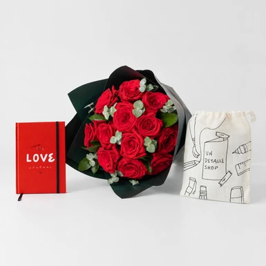 Ramo de Rosas Rojas con Love Journal - Un Detalle Shop 26858