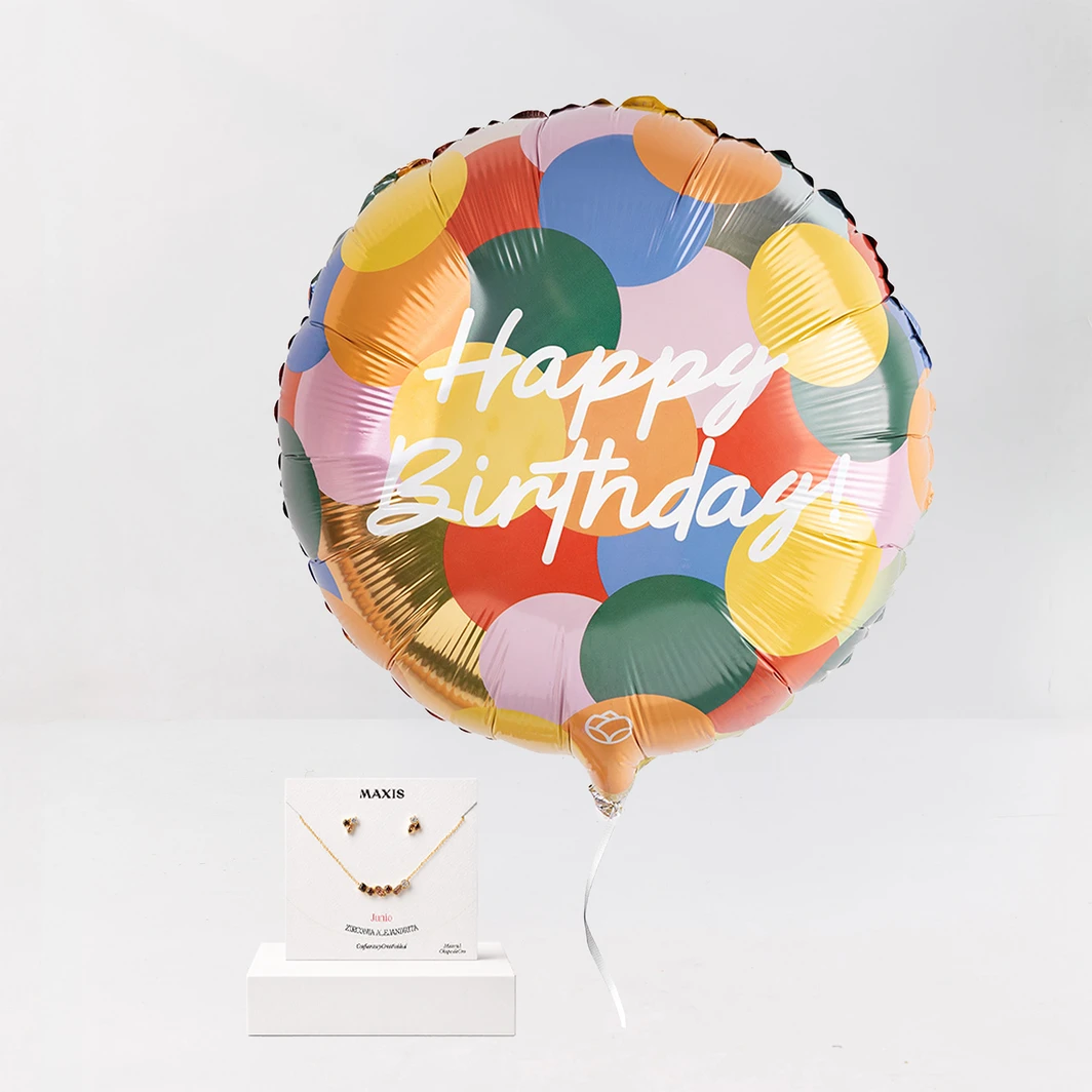 Set Piedra del Mes de "Junio" con Globo "Happy Birthday" 26870