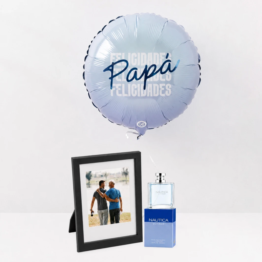 “Voyage” Cologne with Personalized Frame and “Felicidades Papá” Balloon 26919
