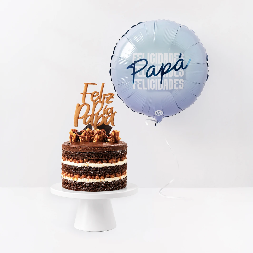 Pastel Snickers “Feliz día Papá” con Globo “Felicidades Papá” 26954