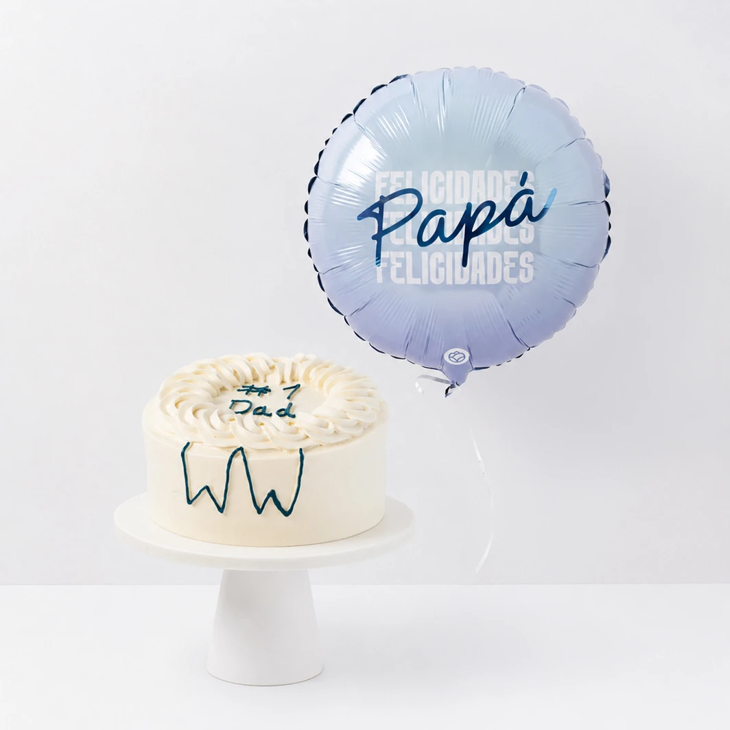 Pastel Chocolate “Dad #1” con Globo “Felicidades Papá” 26957
