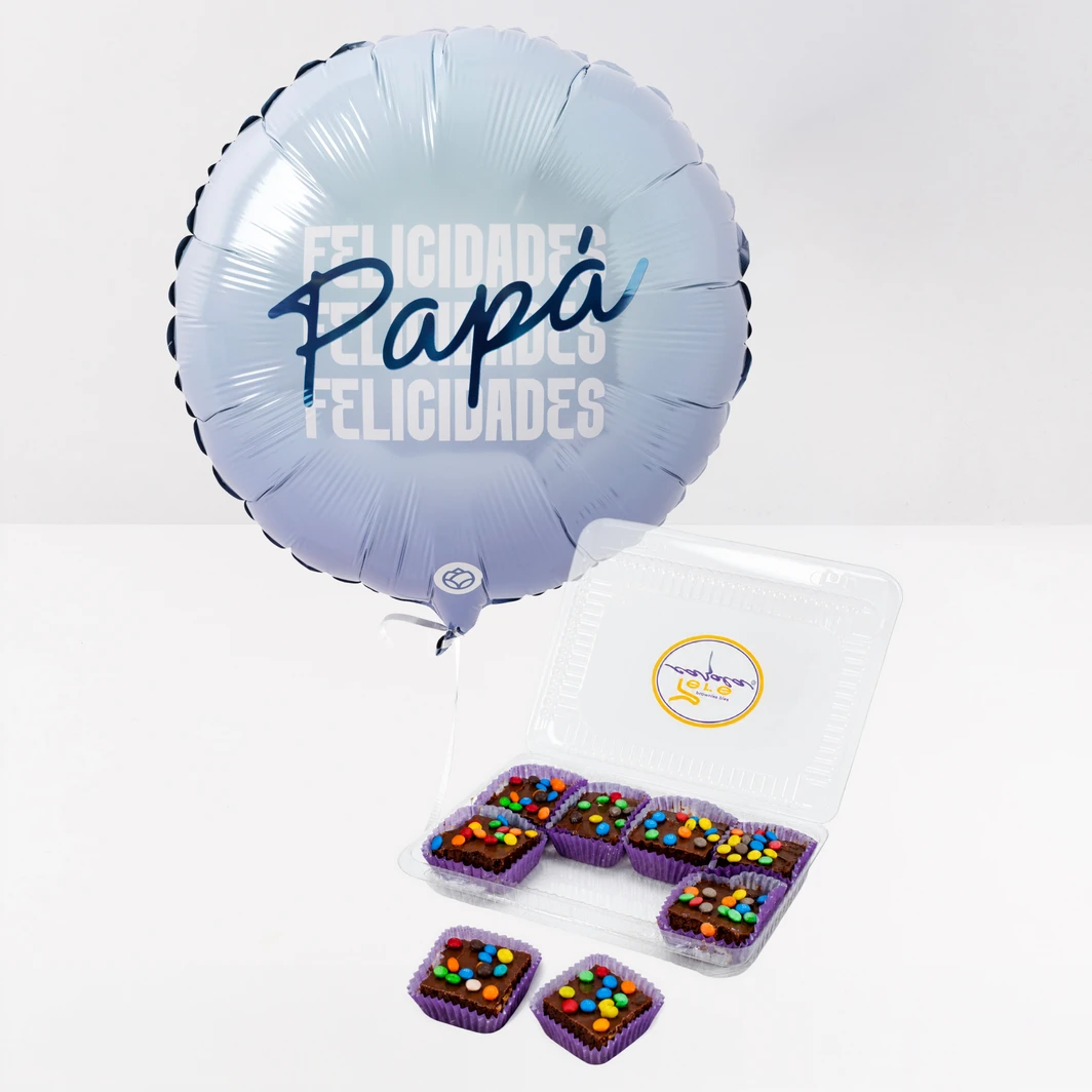 Brownies Tere Cazola con Globo “Felicidades Papá” 26966