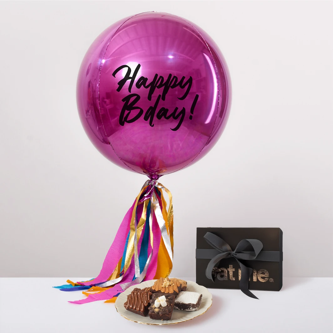 Dulce Sorpresa: Brownies con Globo Orbz Magenta Happy Bday! 27003