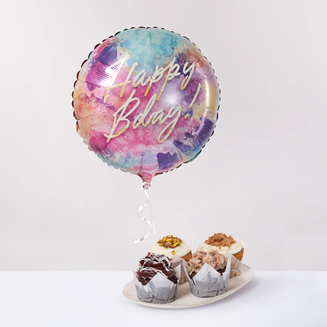 "La Divinata" Muffins with "Happy bday!" Balloon 27014
