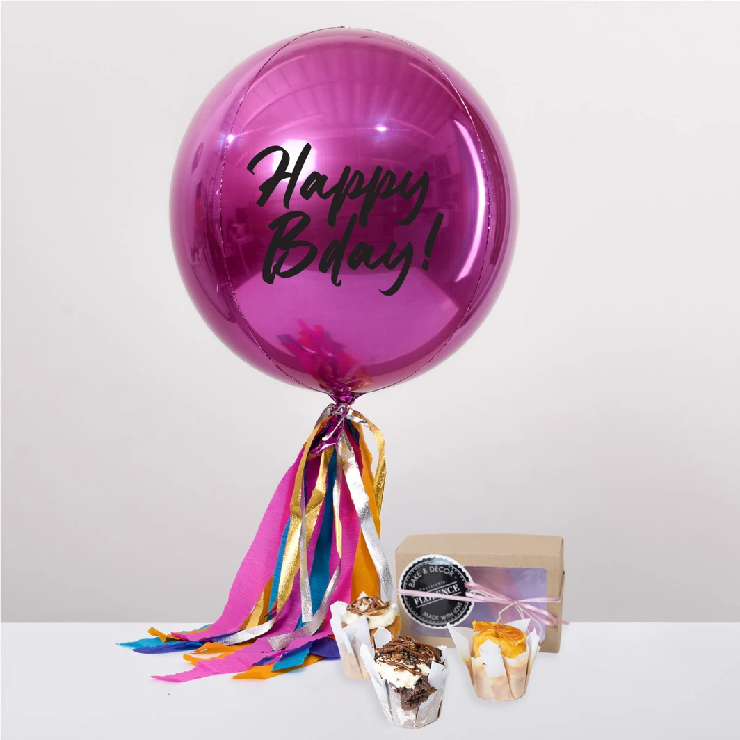 Dulces Deseos con Muffins Florence y Orbz Magenta Happy Bday! 27026
