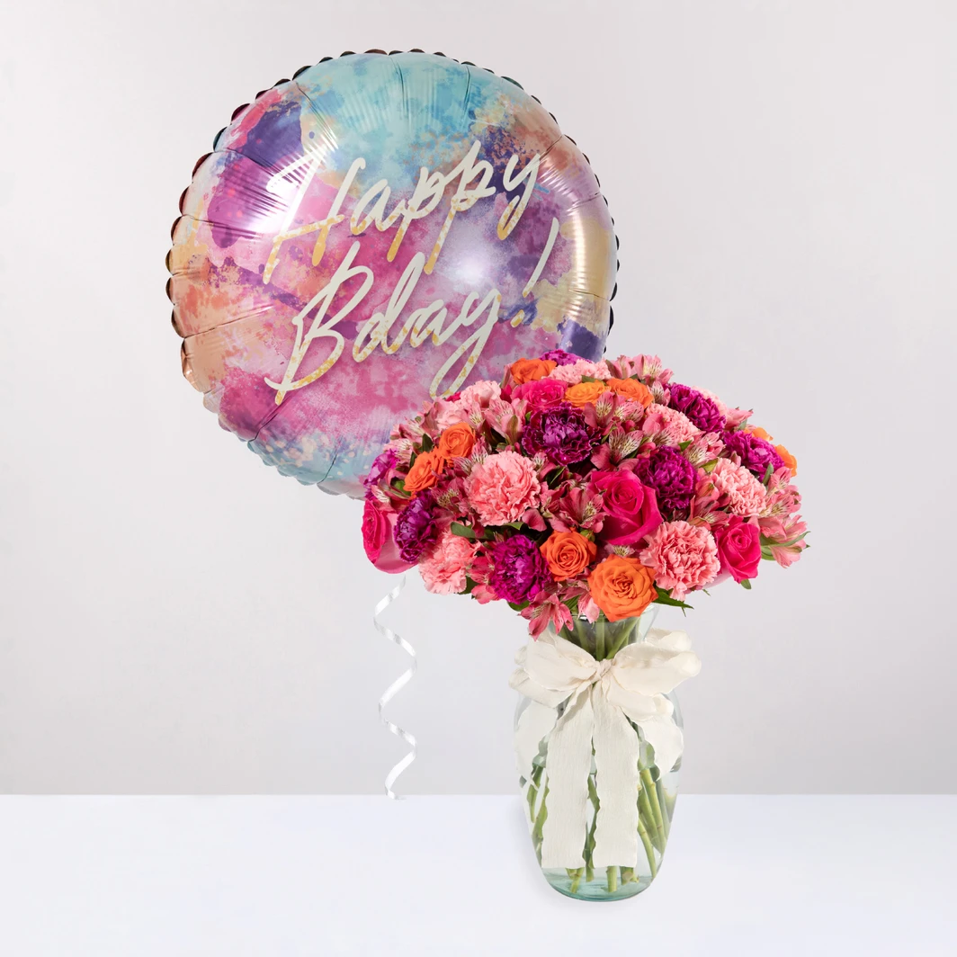 Vibrant Blooms and Happy Bday! Balloon Gift Set 27063