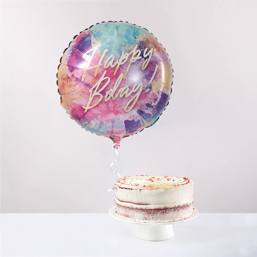 Pastel Red Velvet Vivian y Globo Happy Bday! 27076