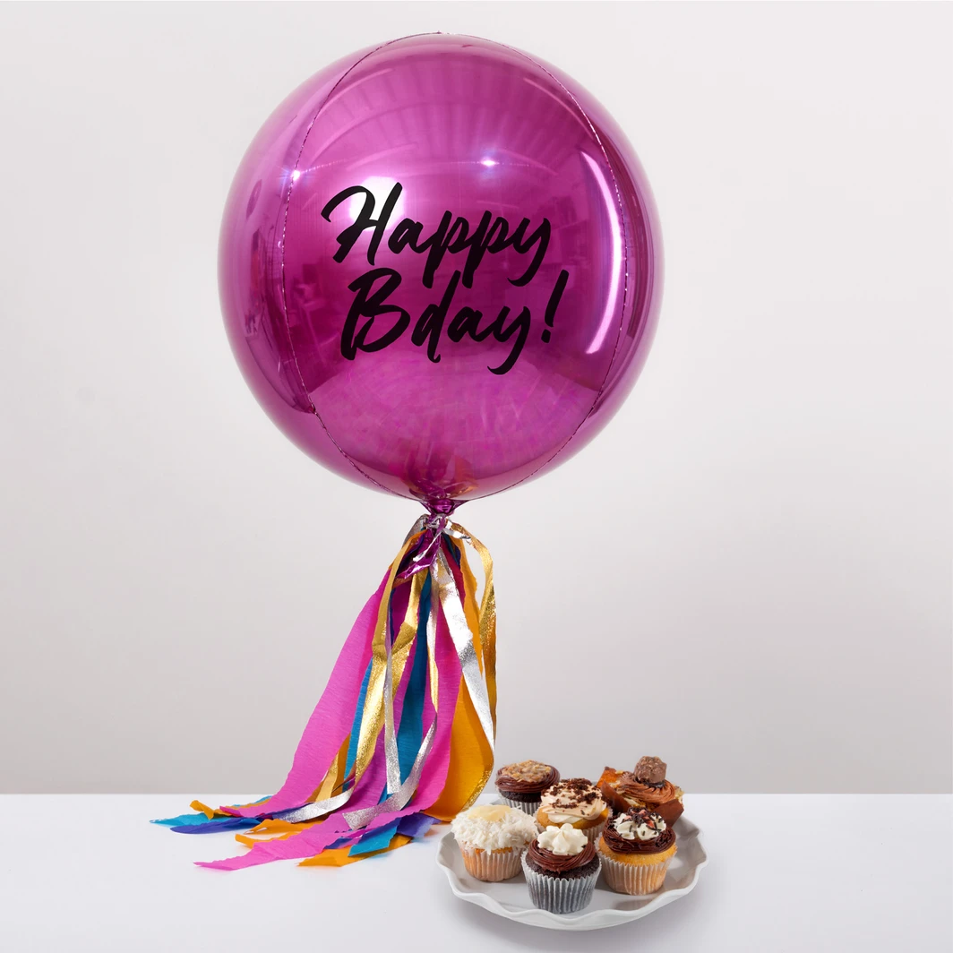 Magnolias Assorted Sweet Buns and Magenta Happy Bday! Orbz 27106