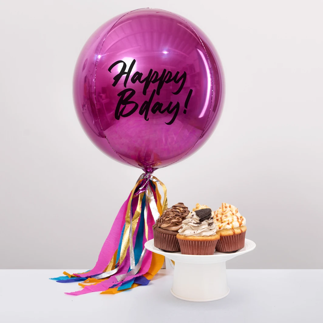Cupcakes Mil Miel con Orbz Magenta Happy Bday! 27112