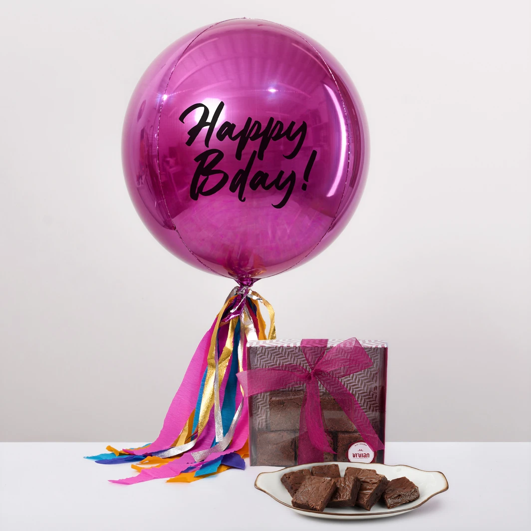 Brownies Vivián con Orbz Magenta Happy Bday! 27116