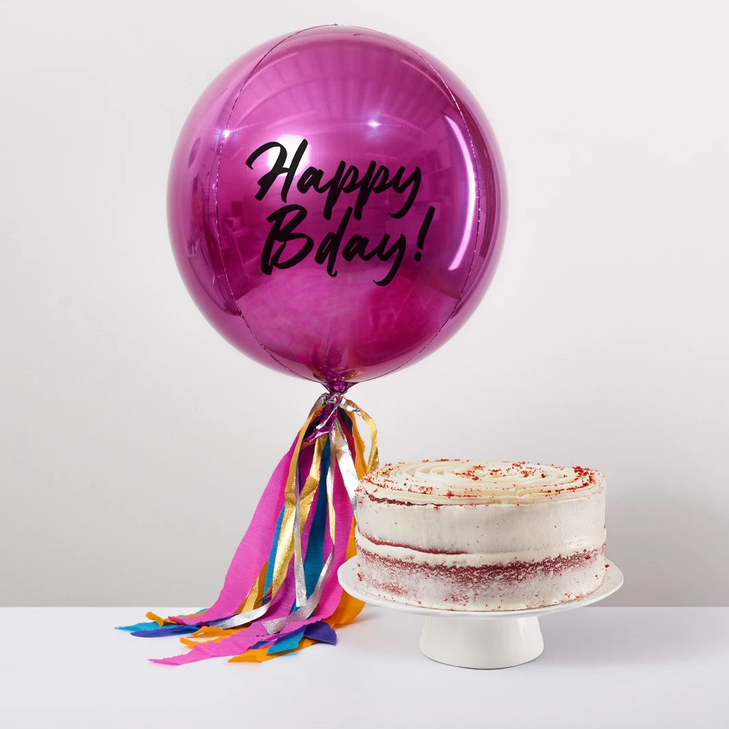 Pastel Red Velvet Vivián con Orbz Magenta Happy Bday! 27117