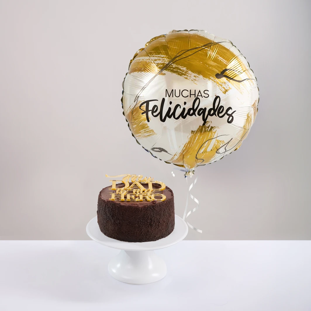 My Dad Is My Hero Chocolate Cake and Congratulations Balloon  27152