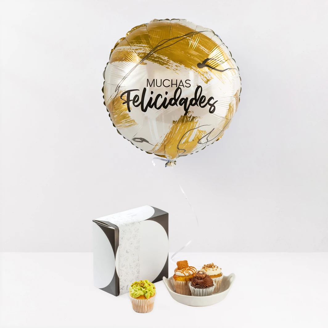 Muffins Tette Bakers con Globo "Muchas felicidades" 27153
