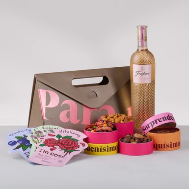 Canasta Rosé Mood con Vino Rosado y Mascarillas 27330