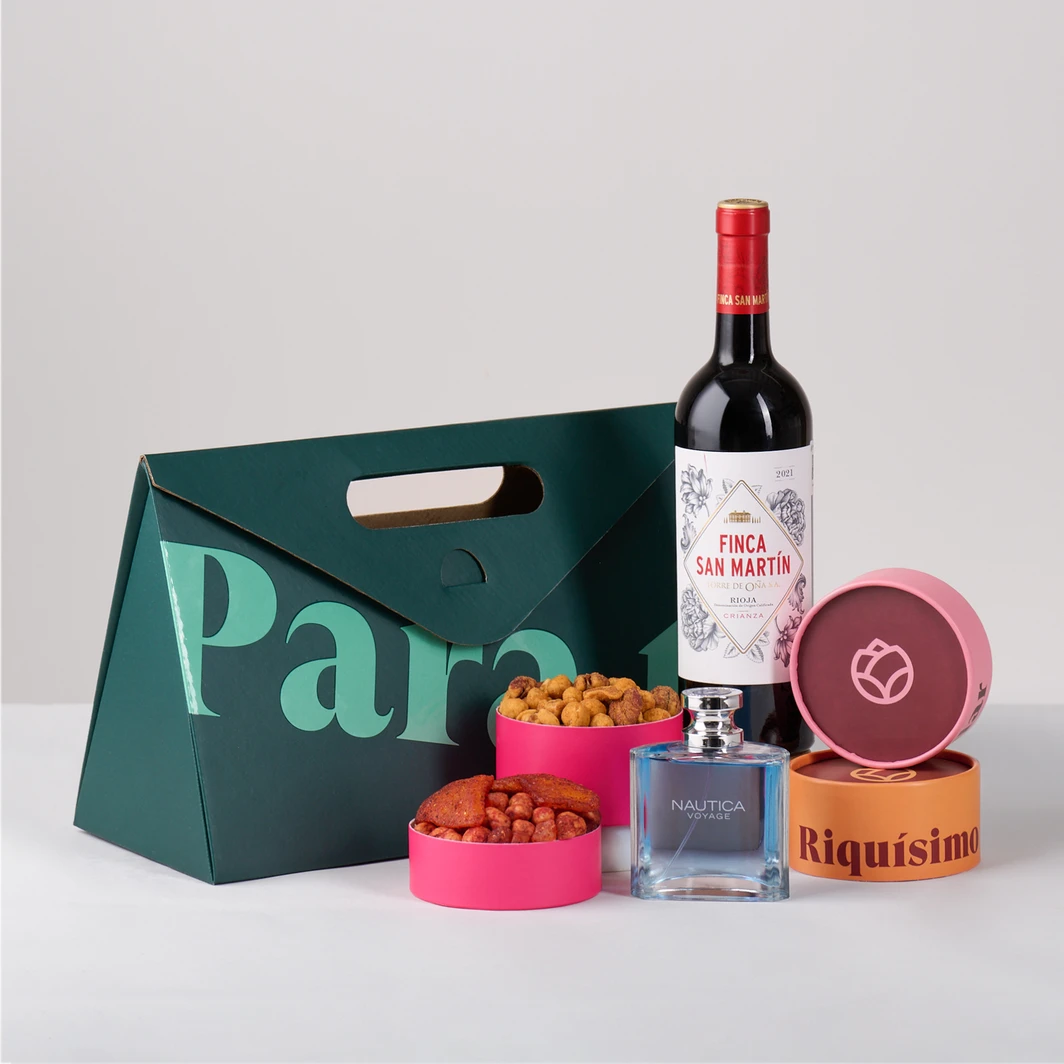 Canasta Azul Profundo con Vino Tinto y Fragancia 27333
