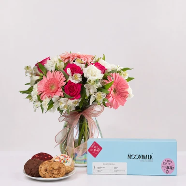 Arreglo Tornasol con Moonwalk Cookies 27434