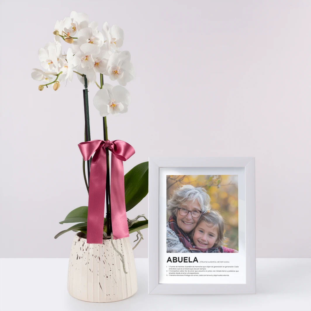 Orquídea Blanca con Marco Personalizado Abuela 27507