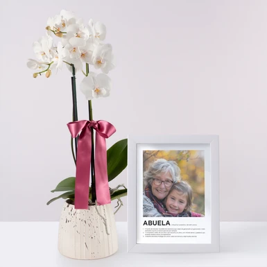 Orquídea Blanca con Marco Personalizado Abuela 27507