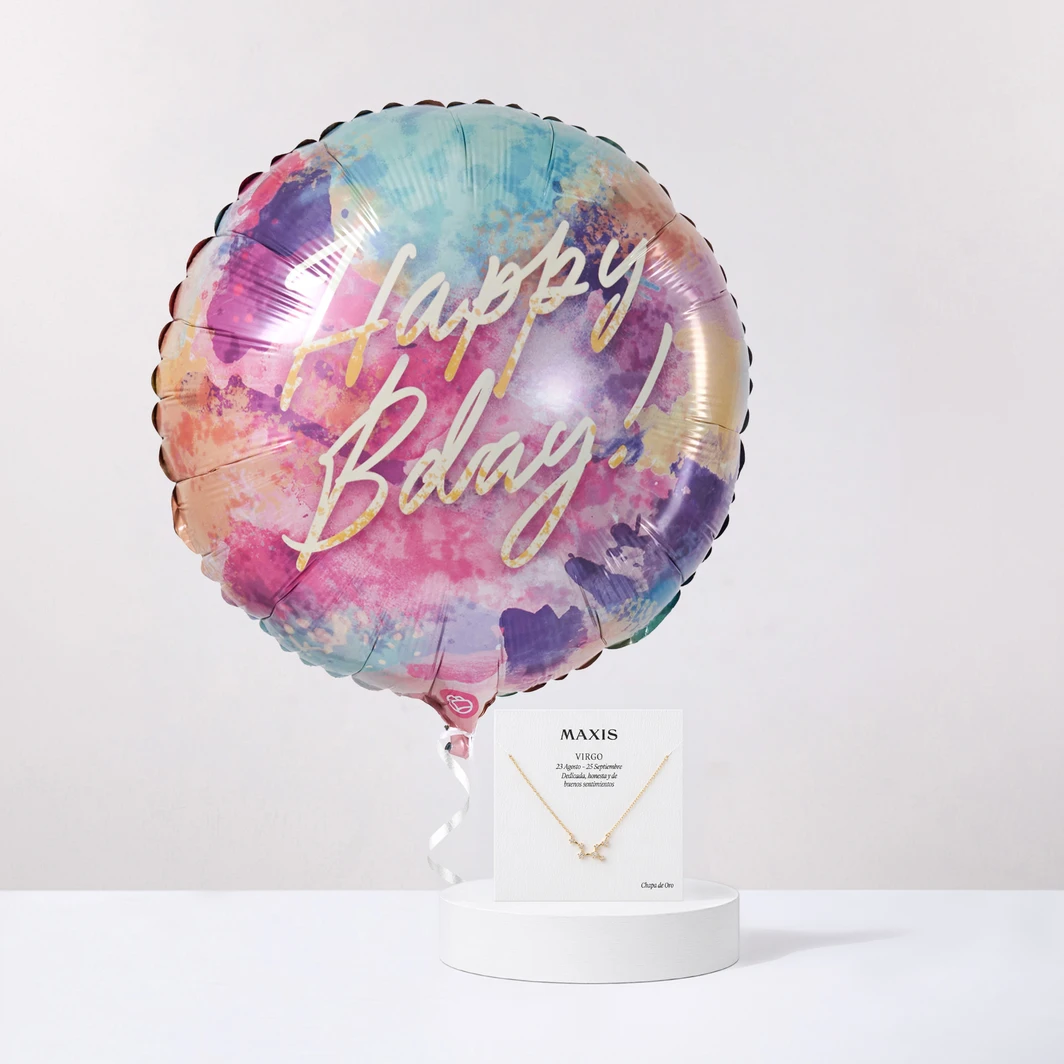 Kit Virgo: Collar de Constelación con Globo Happy Bday! 27525