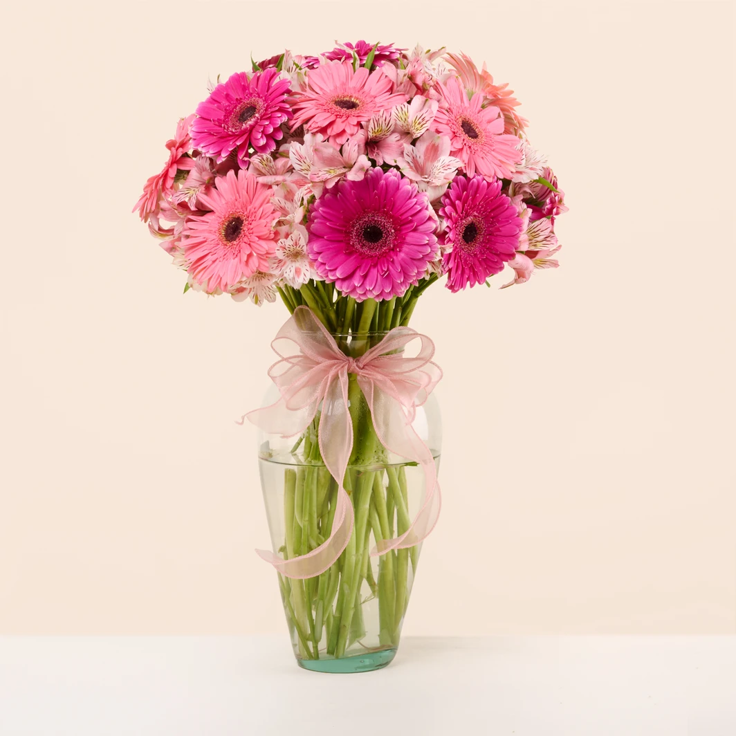 12 Gerberas Rosas y Alstroemerias 2464
