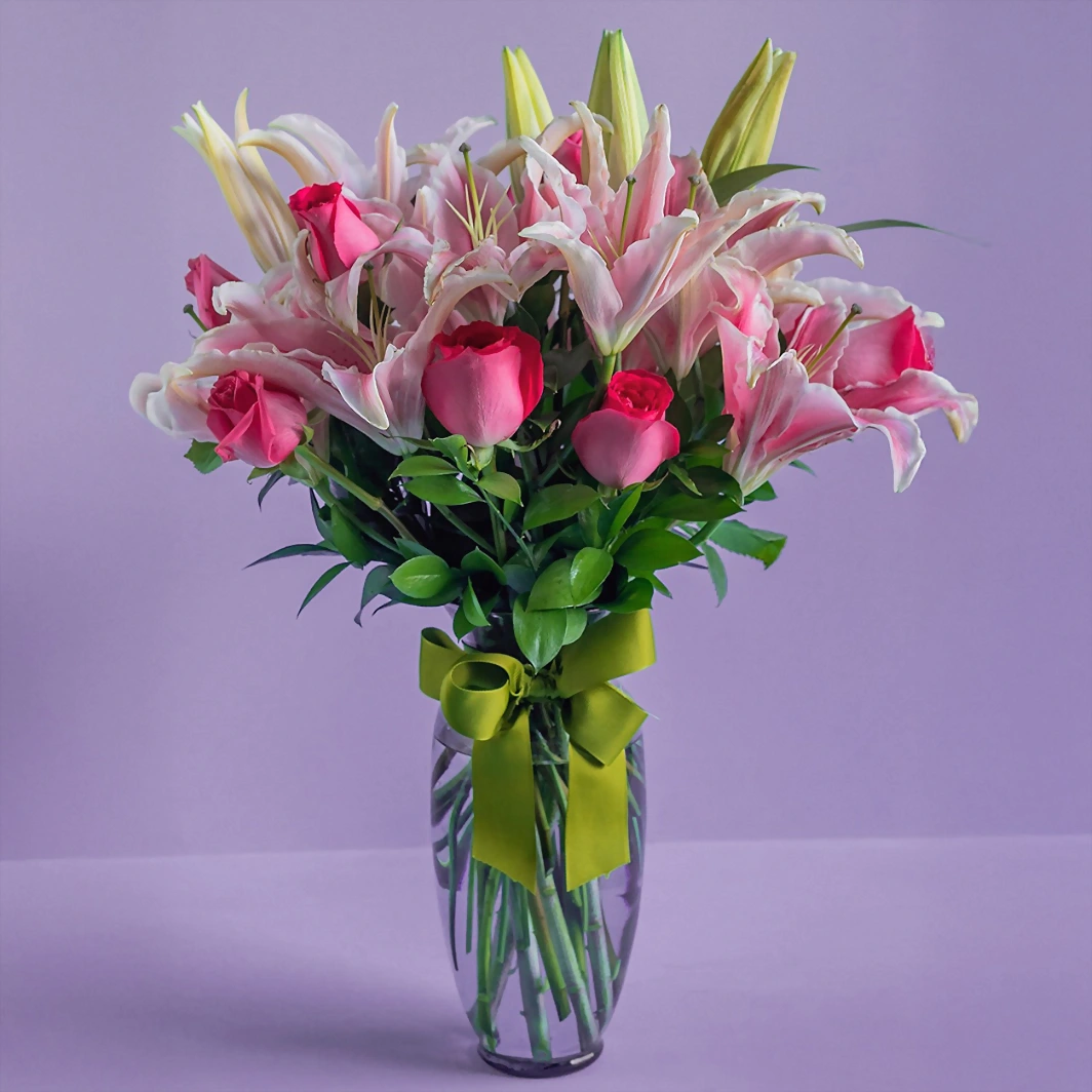 12 Rosas y Stargazer en Jarrón 2555