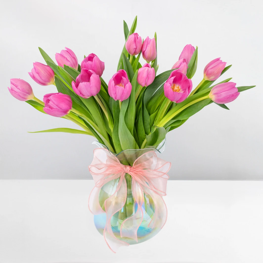 15 Tulipanes Fucsia en Jarrón 2661