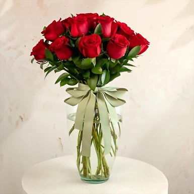 12 Rosas rojas con Oso de peluche 2789