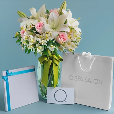 O.SPA.SALÓN Masaje Relajante con Rosas y Lilys en Jarrón 3525