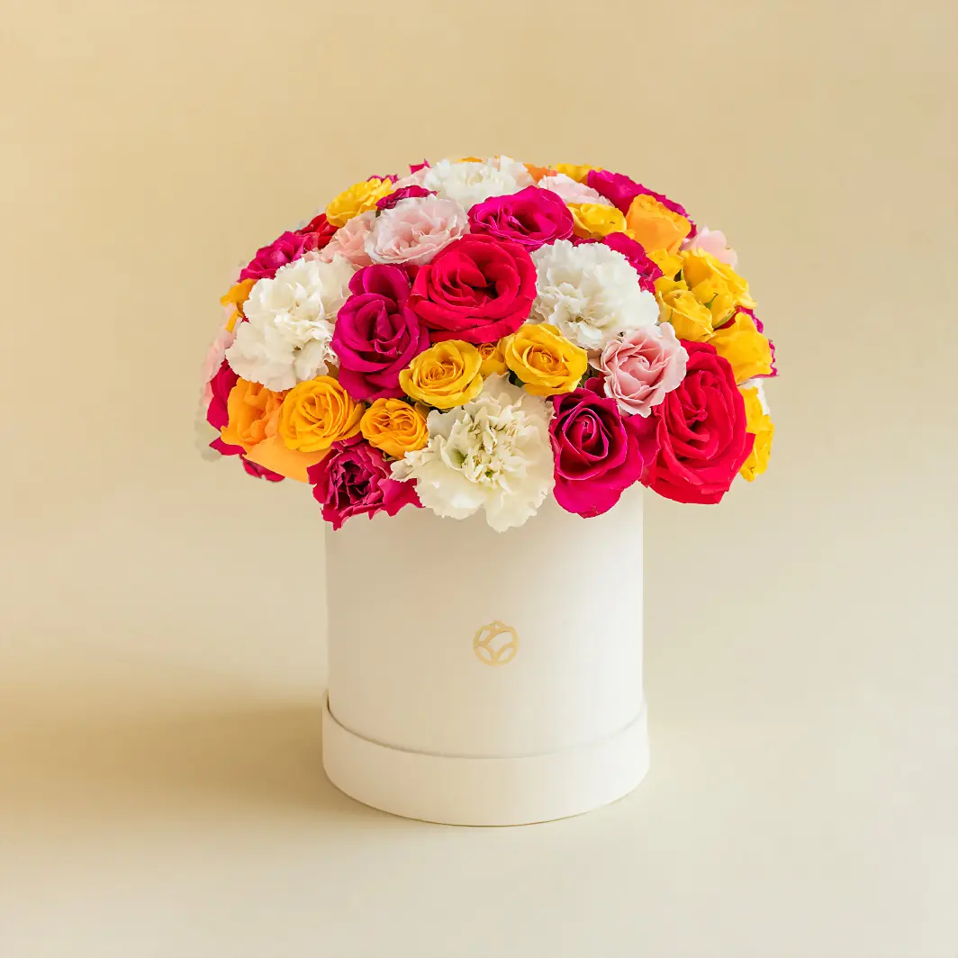 Red Roses and Mini Roses Flower Box 3681