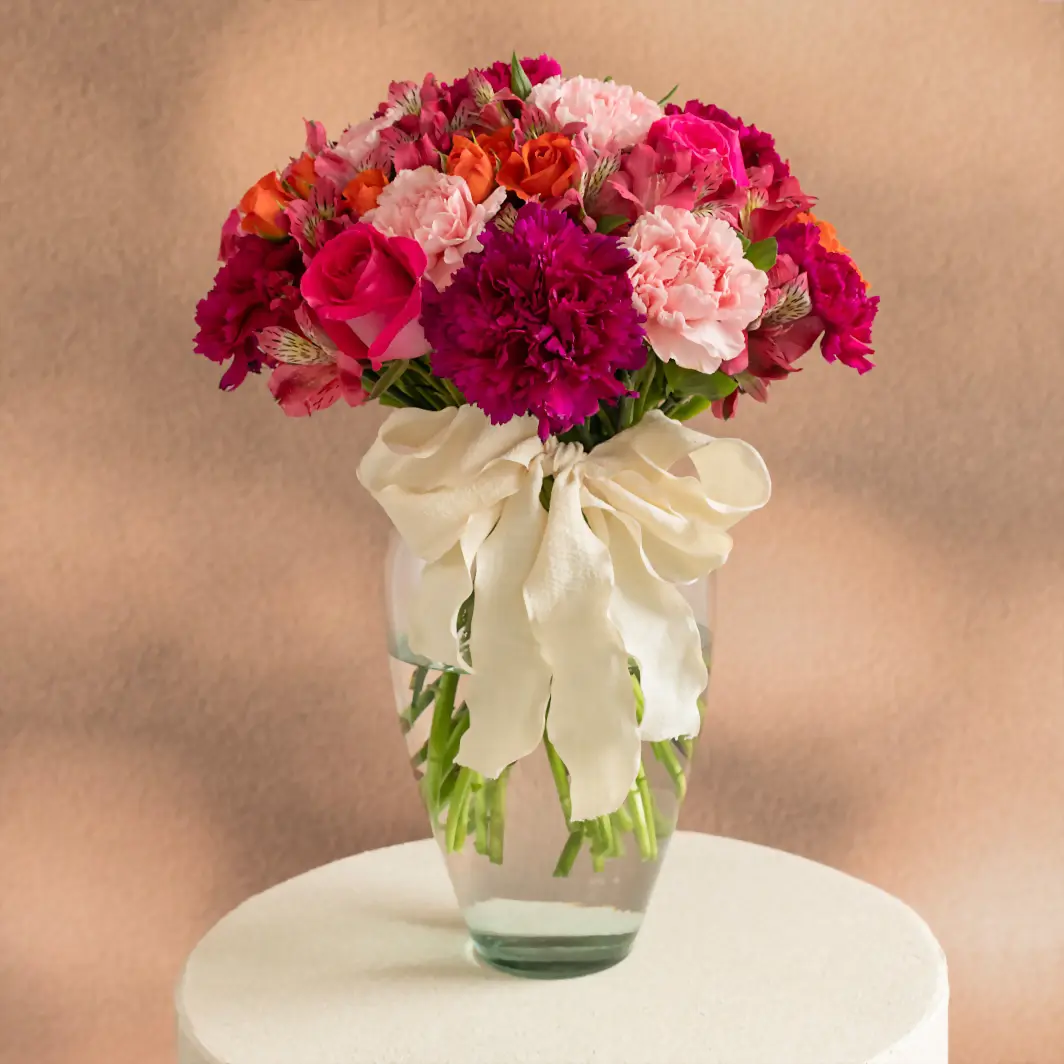 Pink Roses and Carnations in vase 3700
