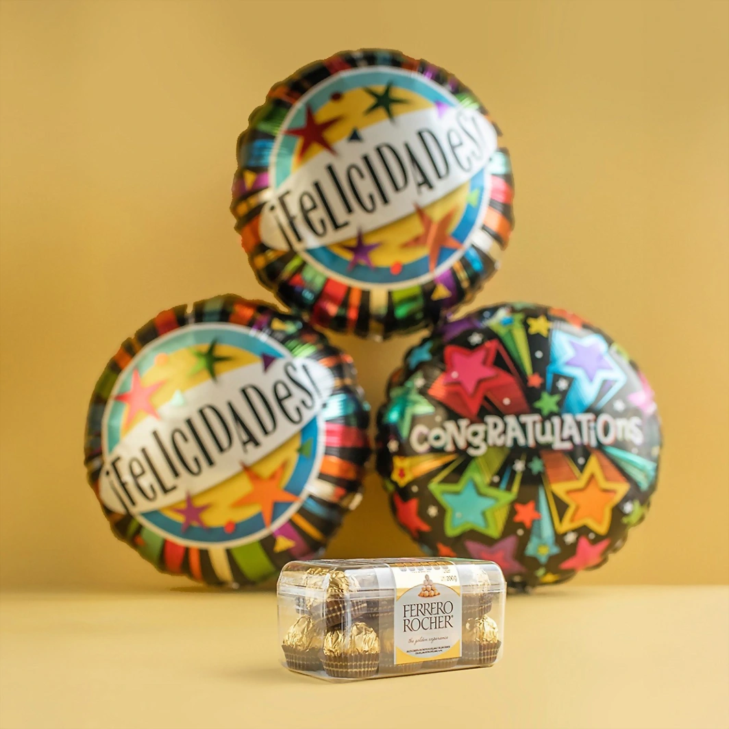 Arreglo de Globos Felicidades con Ferrero 4053