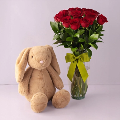 Conejo de peluche con Rosas rojas 4660