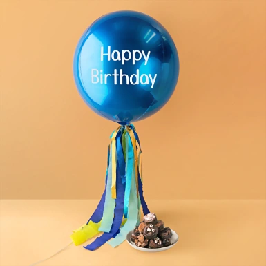 Globo Esfera Azul "Happy Birthday" con Brownies Brownerie 7824