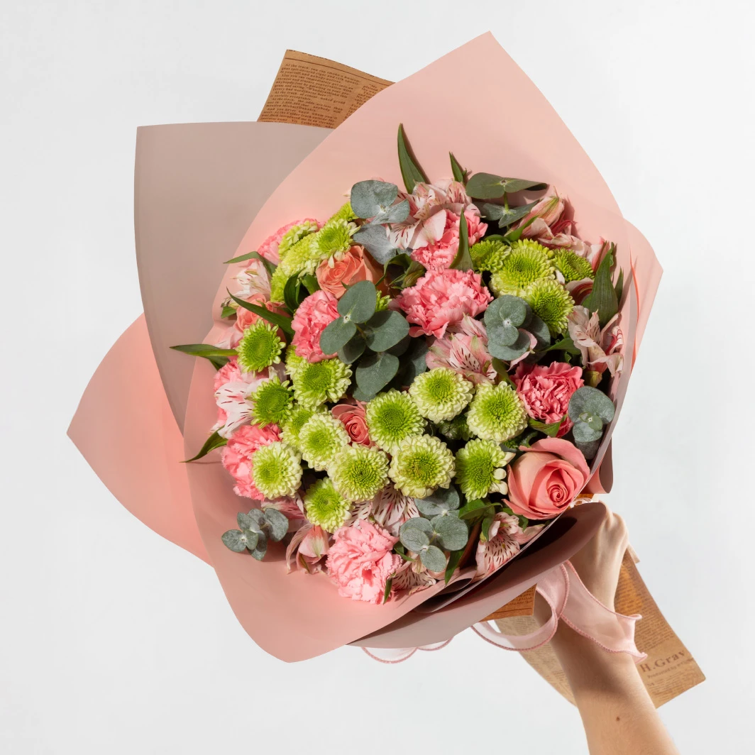 Ramo con Rosas Rosa Claro y Margaritas 3697-A