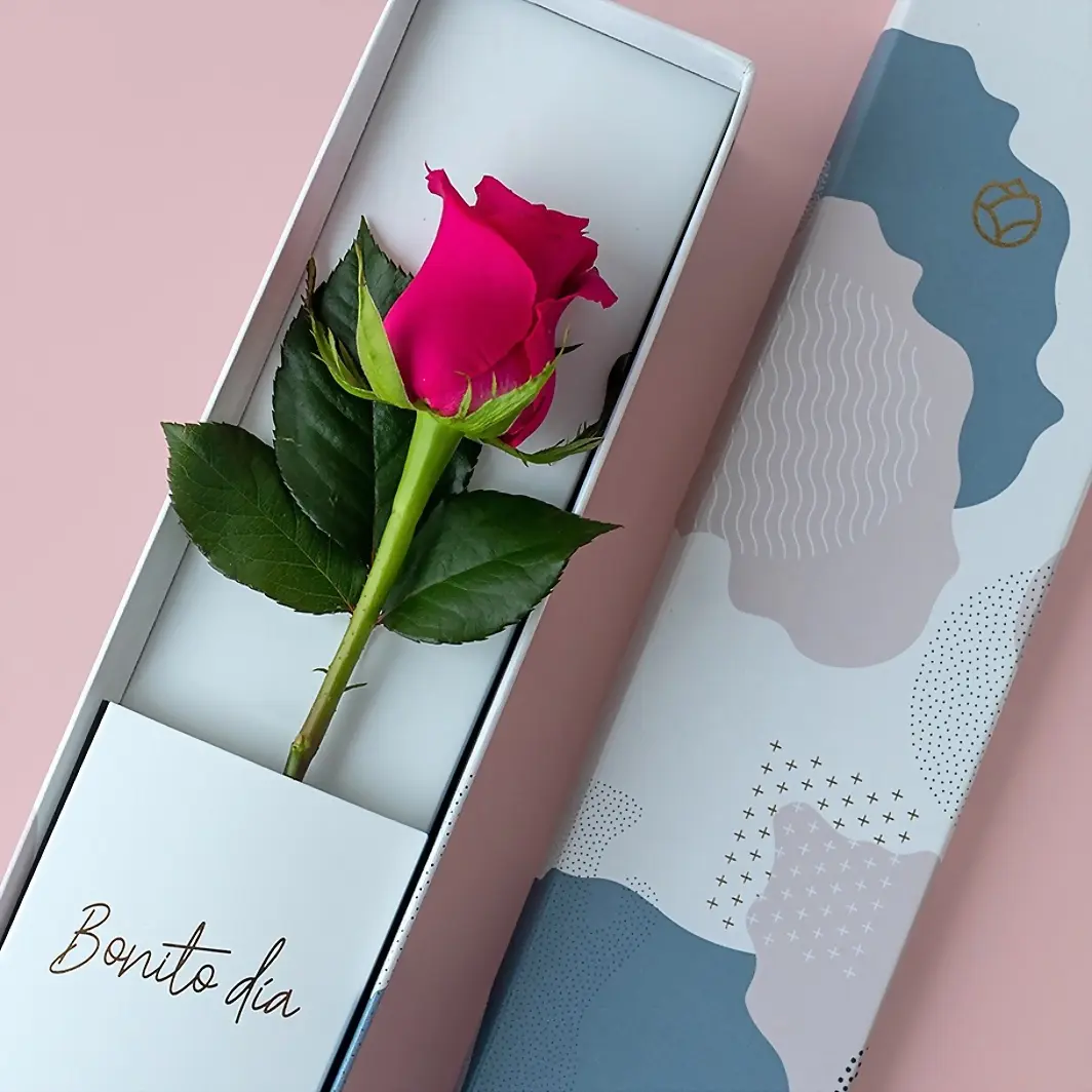 Intense pink rose in Box Juliet 9893