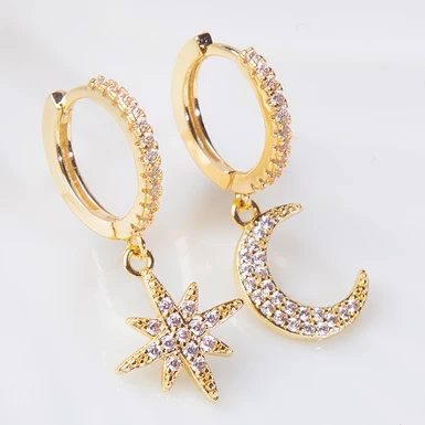 Star and Moon Maxis Earrings 10193-A
